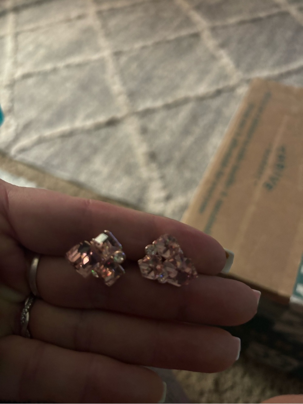 Blush Pink Crystal Cluster Stud Earrings